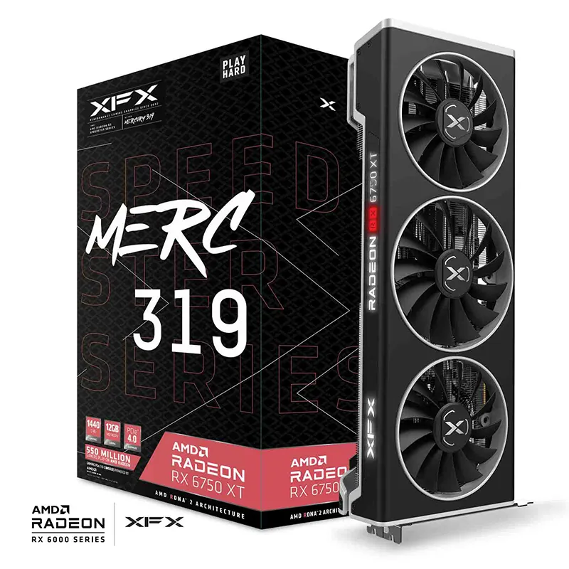 새로운 XFX AMD RX 6750XT 그래픽 12GB OC 슈퍼 PC 카드 GDDR6 256bit 비디오 카드 VGA 게임 컴퓨터 그래픽 카드