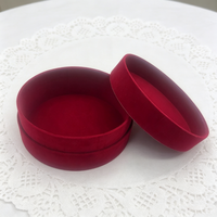 Boîte cadeau en velours rouge avec couvercle et base ronds, avec insert floqué rouge, boîte d'emballage pour bouteille de vin en verre, boîte ronde en papier