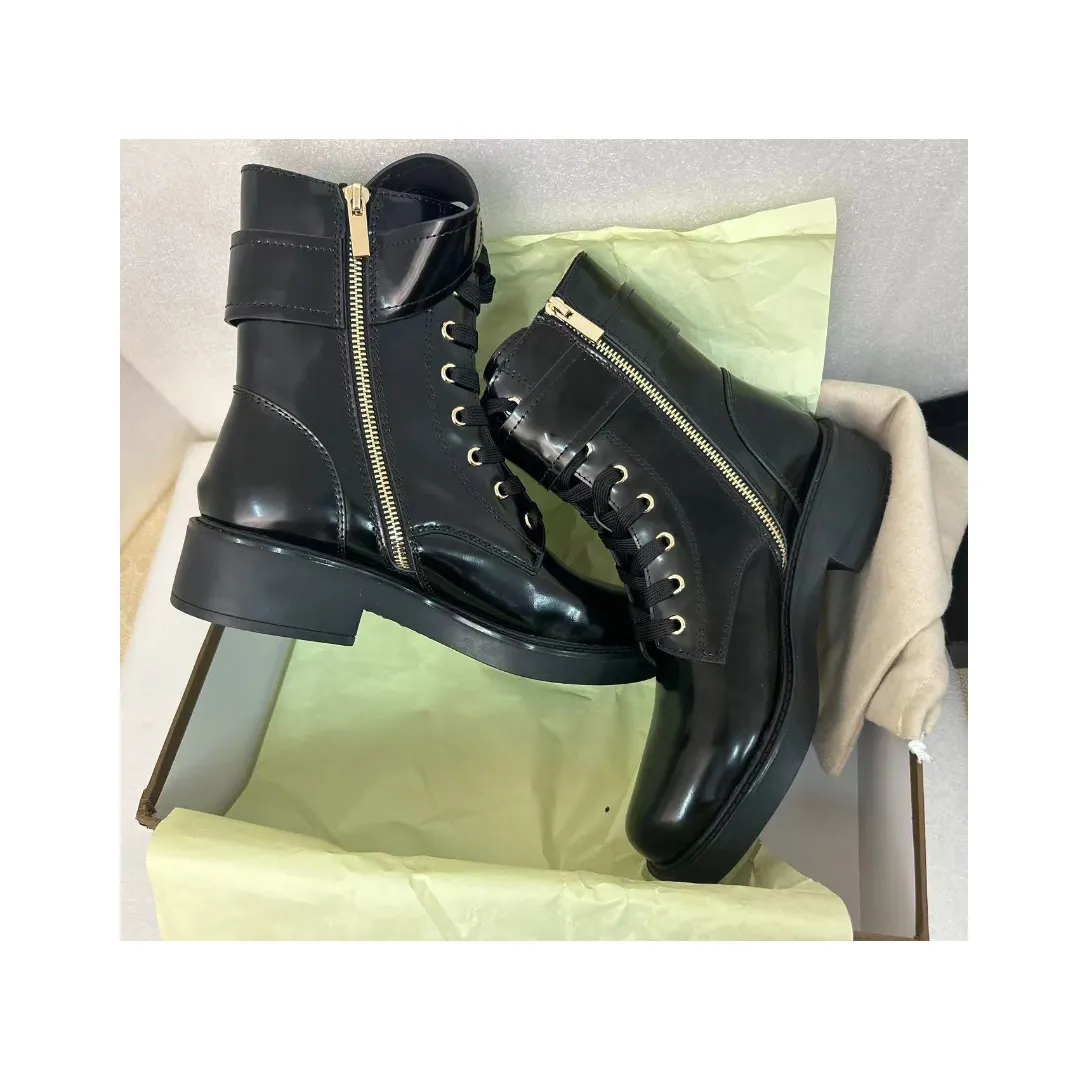 Scarpe di tendenza di moda di marca famose marche nere con stivaletto corto con cerniera invernale allacciate eleganti stivali in vera pelle da donna