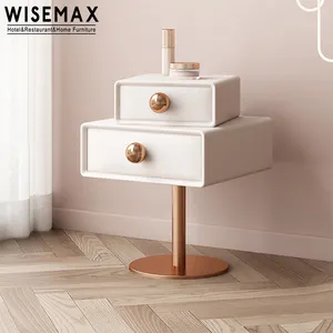 WISEMAX Mebel Rumah Sofa Putih Kayu Meja Kabinet Meja Samping Tempat Tidur Modern dengan Laci untuk Kamar Tidur