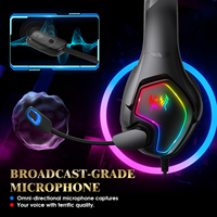 Casque de jeu filaire circum-auriculaire, lumière monochrome, 3,5 mm, pour PS4, ordinateur portable, avec microphone micro USB
