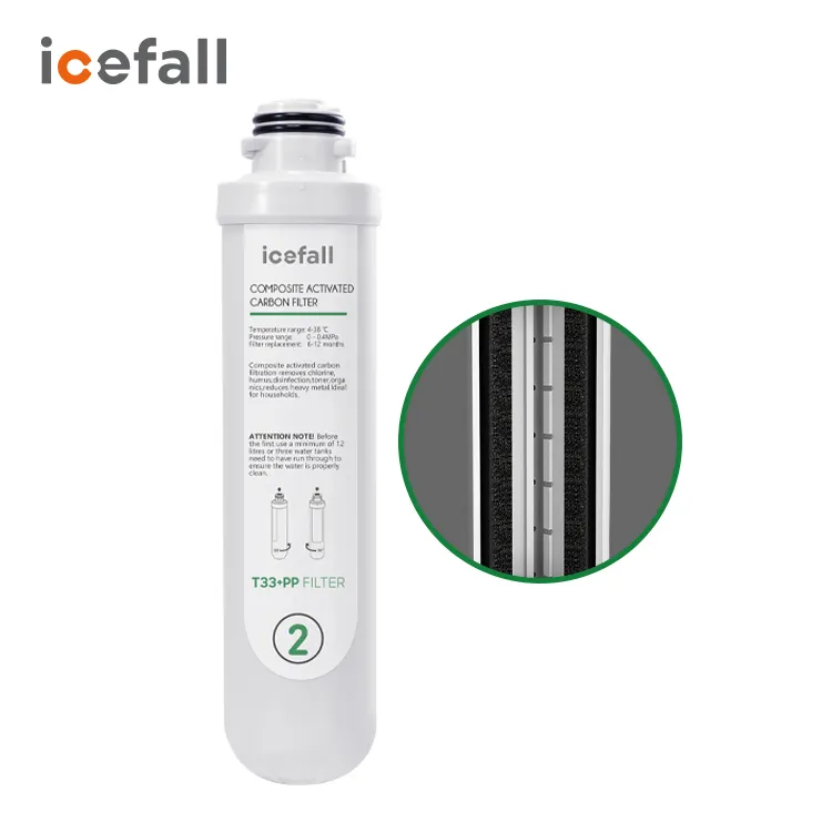 Icefall composite activated carbon filter pp t33 water filter active carbon water filter