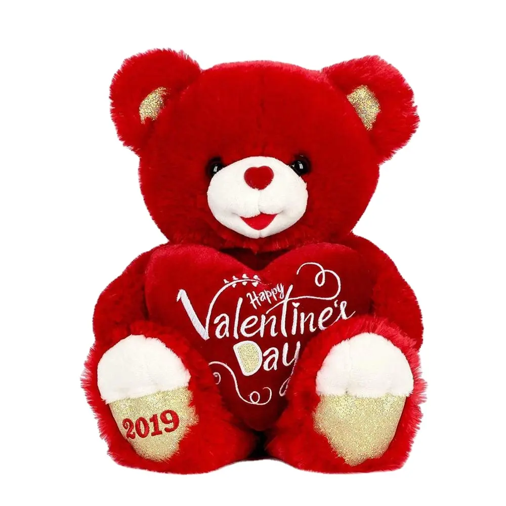 Özelleştirmek sevimli aşk kalp doldurulmuş oyuncak yumuşak kırmızı sevgililer peluş oyuncak ayı sevgililer hediye