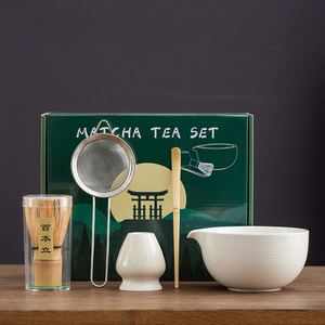 Juego de Té Matcha Personalizado, Tazón Japonés de Cerámica, Batidor de Bambú, Cuchara, Colador, Soporte, Batidor de Matcha, Kit para Ceremonia, Juego Chasen - Product Image 1