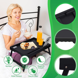 Support de téléphone <span class=keywords><strong>pour</strong></span> tablette Table de petit-déjeuner <span class=keywords><strong>pliable</strong></span> en bambou <span class=keywords><strong>Plateau</strong></span> de lit réglable <span class=keywords><strong>pour</strong></span> <span class=keywords><strong>ordinateur</strong></span> portable avec pieds - Product Image 2
