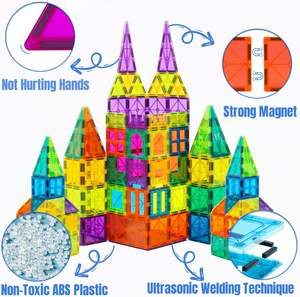 Blocs de construction magnétiques 3D, blocs de construction magnétiques, jouets éducatifs en plastique pour enfants, tout-petits - Product Image 4