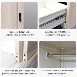 Armario <span class=keywords><strong>de</strong></span> Metal con Acabado Imitación Madera, Personalizado, con Espejo Impreso, Doble Puerta Corredera, Precio Económico al por Mayor - Product Image 3