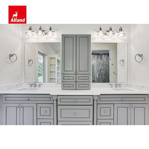 Meuble-lavabo traditionnel autoportant Allandcabinet en bois massif <span class=keywords><strong>de</strong></span> cerisier cannelé avec évier encastré et grand miroir LED - Product Image 5