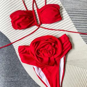 2024 çiçek <span class=keywords><strong>Bikini</strong></span> bayan Strappy <span class=keywords><strong>Bikini</strong></span> dipleri tam kapsama bayan mayo alt kayış detay dize mayo ile - Product Image 4