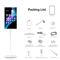 Pantalla Táctil LED Inteligente Portátil de 27 Pulgadas con Android, Personalizable, con Soporte, Ruedas, Video en Vivo Interactivo, Inalámbrica y Móvil