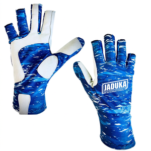 High Quality Fishing <b>Gloves</b> Half Finger Polyester Lightweight Sun Protection UV Resistant Blue Camo Design Unisex Stretchable - Product Image 1
