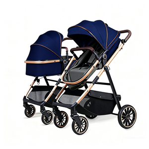 Offre Spéciale <span class=keywords><strong>luxe</strong></span> 4-en-1 bébé poussette léger lin pliable poussette haute paysage Compact Portable deux sièges en gros - Product Image 3
