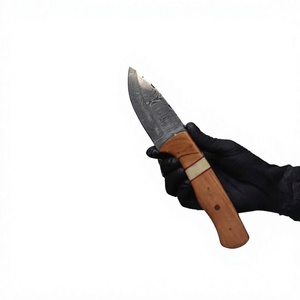 Cuchillos Rajput OEM Personalizables, Cuchillo de Caza de Hoja Fija de Acero de Damasco, Punta de Gota, Mango de Madera, Grado Industrial, 22 cm de Longitud Total - Product Image 2