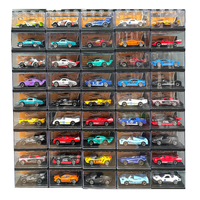 Coche de Juguete Metálico Deslizable a Escala 1:64 de Alta Calidad, 24 Estilos para Niños, Apilable, de Rueda Libre, con Caja de Exhibición Transparente