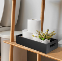 Panier à papier toilette en bois avec poignée, design moderne et élégant, pour salle de bain (vente en gros)