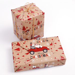 Venta al por mayor 80g doble cara Kraft impresión Navidad personalizado 43cm X 10m rollo de papel de regalo para el embalaje - Product Image 1