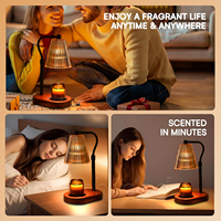 Chauffe-bougies Led Lampe de table à gradation Veilleuse Aromathérapie Lampe à cire fondante Ampoule remplaçable Lampe de bureau avec minuterie