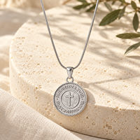 Collier croix ARNAN pour femme en acier inoxydable 304, doré, avec pendentif pièce de monnaie vintage en relief, bijoux de mode superposés, cadeau en gros