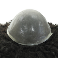 Toupee Afro Rizado de 12 mm, Cabello Humano Indio, PU # 1B/ # 1 Unidad de Cabello con 130% de Densidad, Hecha a Mano, Sin Nudos, Estilo Libre