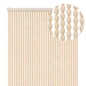 Rideau en corde beige 100x220 cm, 104 chaînes tombantes, effet pompon pour portes et fenêtres - Product Image 1