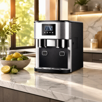 Machine à glaçons électrique automatique 3-en-1 de 15 kg avec fonction de broyage et d'eau froide |   Écran LCD |   Boîtier en acier inoxydable |   Contrôle par pavé tactile |   Glace