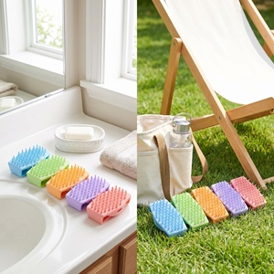 Macaron Color Silicone Body Bath <b>Brush</b> Soft Massage <b>Bristles</b> Ergonomic Handheld Skin Exfoliating Shower Scrubber - Product Image 6