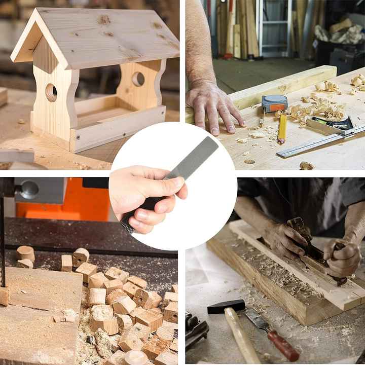 4 Way Hand File Wood Rasp Set Round Rasp Half Round Flat & Needle Files for Sharpening Wood & Metal Tools