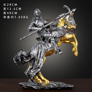 欧洲中世纪骑士人物雕像罗马战士盔甲英雄假面骑士马艺术彩绘装饰人物 - Product Image 4