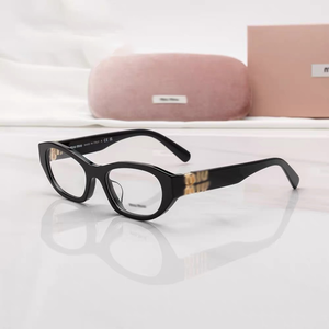 Lunettes de vue en acrylique style Miu MU03WVF, monture sans maquillage, nouvelle forme ovale, petite, noire, légère, avec logo doré, pour myopie, usage quotidien - Product Image 4
