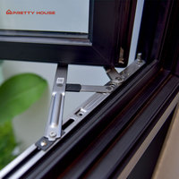 Fenêtre à battant en aluminium à rupture de pont thermique de haute qualité, personnalisée pour usage commercial, double vitrage, fenêtres à auvent Prettyhouse