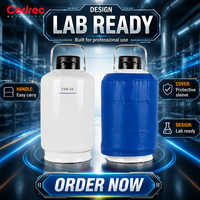 Conteneur de laboratoire économique pour azote liquide 10L, équipé de 6 cartouches (une poignée de levage) et de 2 patins de support inférieurs
