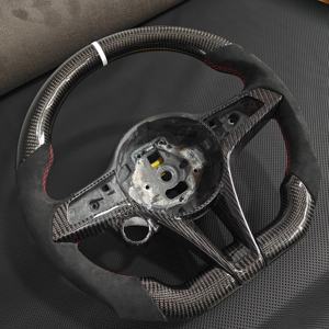 Volante Sportivo Personalizzato in Pelle e Fibra di Carbonio per <span class=keywords><strong>Alfa</strong></span> <span class=keywords><strong>Romeo</strong></span> Stelvio Giulia, Fondo Piatto, Display LED RPM, 3 Razze, Impugnatura da 45mm - Product Image 6