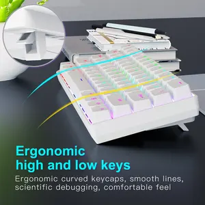 Yüzde 60 mekanik oyun klavyesi ergonomik dayanıklı ayrılabilir tip-c kablo kırmızı anahtarları ile Mini beyaz oyun klavyesi