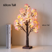 Pohon Bunga Artifisial Valentine Lampu LED 24 Dekorasi Bunga Mawar Pink 2700K Putih Hangat 4M USB Isi Ulang Dalam Ruangan
