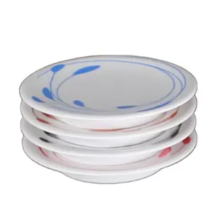 Customizable Logo Printing 6-Inch Japanese Style Melamine Sushi Plates with Eco-Friendly Plastic Lid for Food Dishes