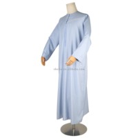 Robe arabe musulmane à manches plates en coton des émirats Kaftan Jubah Abaya Jalabya Vêtements islamiques ethniques Lelaki Thobe Kandura