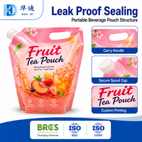 Pochette personnalisée pour thé aux fruits 1000 ml, portable, avec bec verseur et poignée, pour fournisseurs d'usines de bubble tea