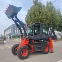 Hochleistungs-Minibaggerlader mit Anbaugeräten, 4x4-Baggerlader für Kommunaltechnik und Landwirtschaft