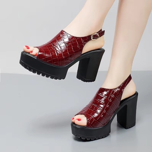 Nouvelles Sandales Sexy à Talons Carrés Hauts de 10 cm en Cuir à Bout Ouvert pour Femmes et Dames, Modèle 2026 - Product Image 1
