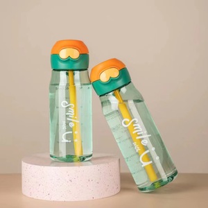 Gobelet à eau portable pratique et mignon pour l'été avec paille anti-fuite pour hommes, femmes, étudiants, enfants, simple et transparent - Product Image 4