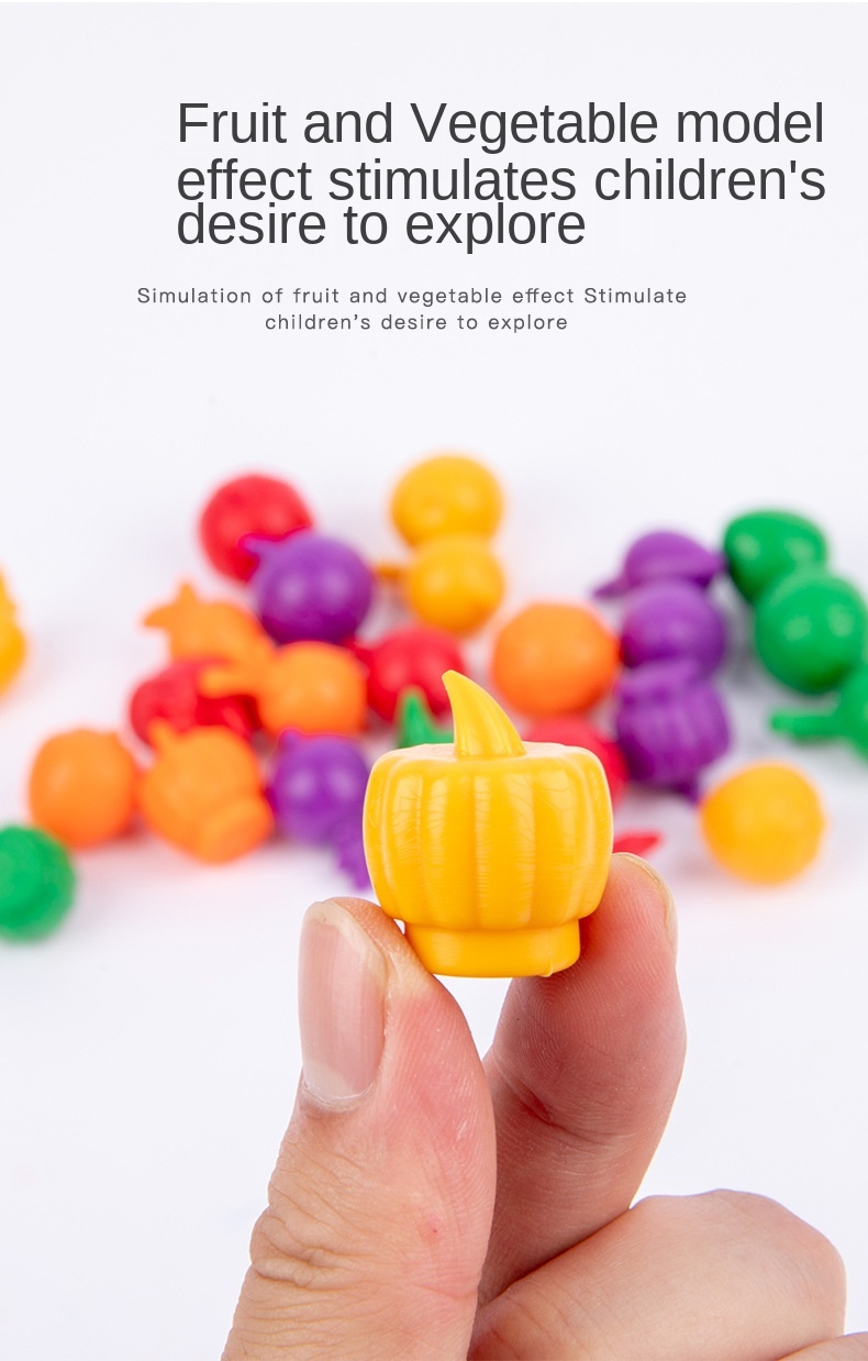 Children wooden mathematics early education toys Vegetables Fruits Color Classification Cup Counting Shape Matching Farm Game