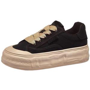 Baskets basses décontractées et respirantes pour femmes, style 2024, à <span class=keywords><strong>semelle</strong></span> épaisse, antidérapantes, noires, polyvalentes, pour le sport - Product Image 5