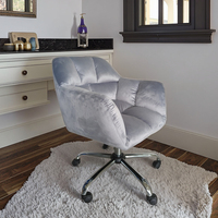 Chaise de bureau moderne à dossier haut en velours, pivotante à 360°, réglable en hauteur, avec support lombaire, base en acier rembourrée, inclinable