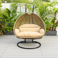 Fauteuil suspendu en rotin pour l'extérieur avec support en forme de C et coussin moelleux pour patio, jardin, balcon, cour et usage domestique