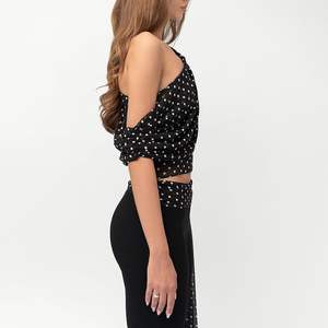 Ensemble 2 pièces personnalisé pour femme 2026 – Haut en maille à pois et pantalon sans manches en mousseline – Tenue de club sexy respirante printemps-été - Product Image 5
