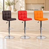 Tabouret de bar moderne en cuir PU personnalisé, base en acier inoxydable, assise rembourrée, certifié BSCI, design contemporain