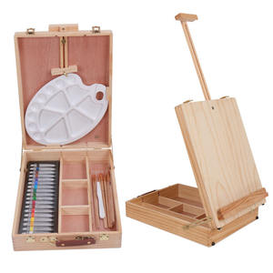 Chevalet de table en bois JiaHua, type boîte, avec tiroir, pliable, pour <span class=keywords><strong>peinture</strong></span>, ensemble de <span class=keywords><strong>peinture</strong></span> acrylique 18 couleurs, modèle - Product Image 5