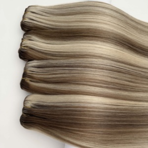 Wholesale Virgin Hair Manufacturers <b>Cheap</b> Natural Straight Blackdark Brownlight Brown Thick Machine Weft Hair <b>Extension</b> - Product Image 3