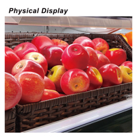 60x40cm Supermarkt Trapezium Hellende Display Mand Geweven PP Rattan Metalen Frame Fruit Groente Levensmiddelen