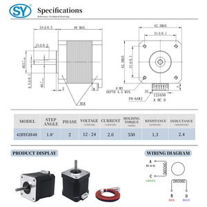 3ชิ้น NEMA 17 42X42X48mm 2.0A 550mNm <span class=keywords><strong>4</strong></span>สาย500มม. XHP4ขั้วต่อ12โวลต์สเต็ปเปอร์มอเตอร์ - Product Image 5